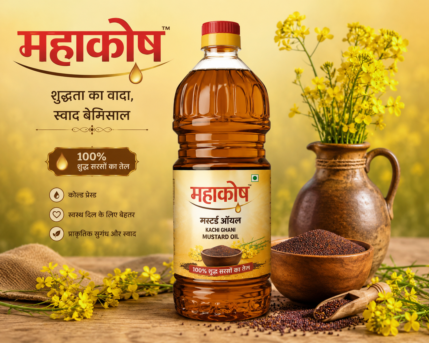Mahakosh Kachi Ghani Mustard Oil (1L)